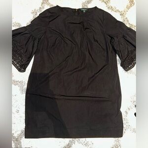 Ralph Lauren Black Midi Dress with Bell Sleeves